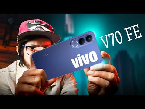 Vivo V70 FE front and back design showing AMOLED display and dual camera setup in Muse Purple color